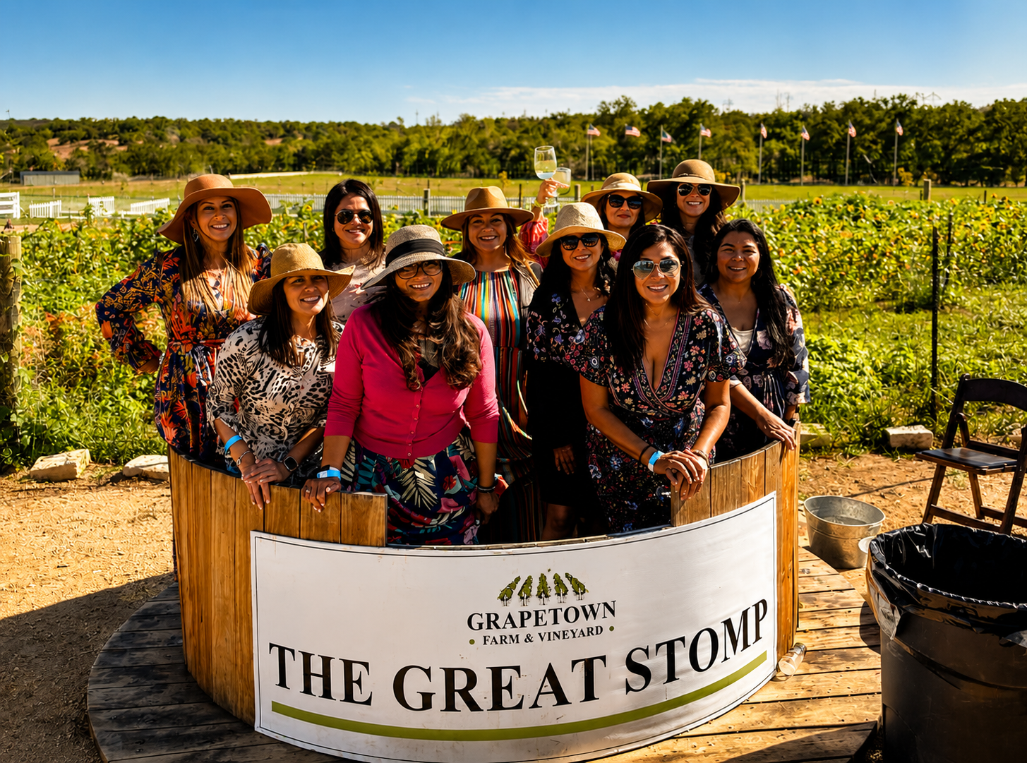 Group of guests posing at Grapetown Farm and Vineyard